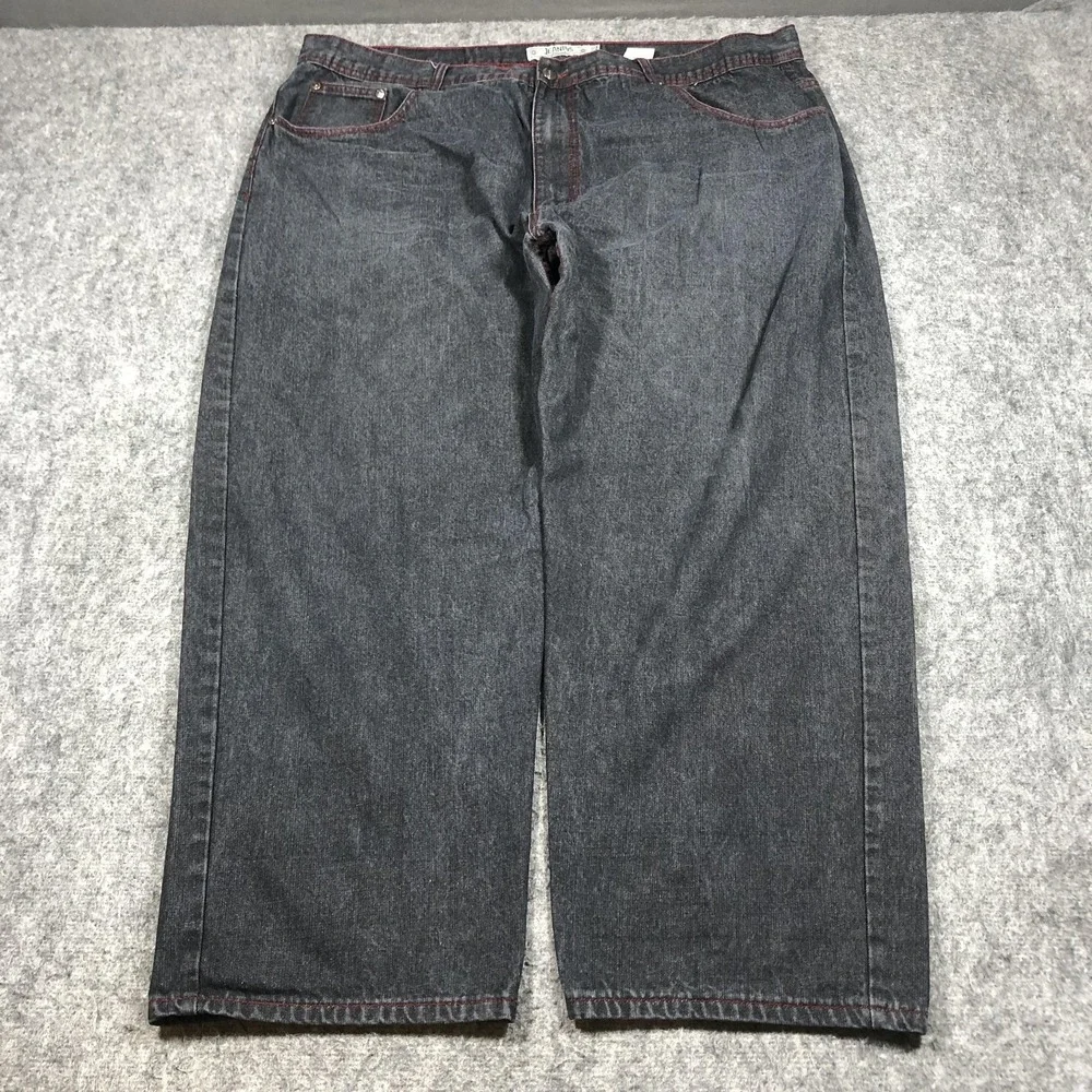 Vintage Akademiks Jeanius Jeans Mens 50x32 Gray Relaxed Wide Leg Denim Big Tall